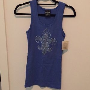 Blue fleur de lis tank top